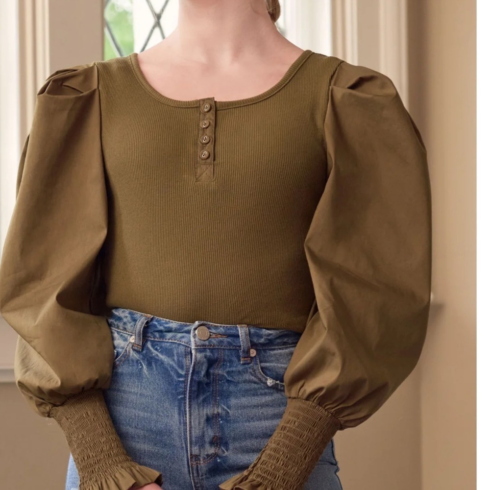 Habitual Kid Knit to Woven Henley Top